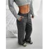 image:imageMakeMeChic Womens Plaid Wide Leg Pants Low Waist Business Trousers with PocketsDark Grey