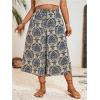 image:imageMakeMeChic Womens Plus Size Boho Pants Floral Wide Leg High Waist Elastic Palazzo Pant Summer VacationBlack