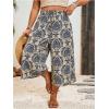 image:imageMakeMeChic Womens Plus Size Boho Pants Floral Wide Leg High Waist Elastic Palazzo Pant Summer VacationBlack