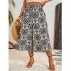 image:imageMakeMeChic Womens Plus Size Boho Pants Floral Wide Leg High Waist Elastic Palazzo Pant Summer VacationBlack