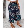 image:imageMakeMeChic Womens Plus Size Boho Pants Floral Wide Leg High Waist Elastic Palazzo Pant Summer VacationBlue