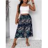 image:imageMakeMeChic Womens Plus Size Boho Pants Floral Wide Leg High Waist Elastic Palazzo Pant Summer VacationBlue