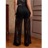 image:imageMakeMeChic Womens Plus Size Lace Wide Leg Pants High Waist Party Club TrousersBlack