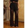 image:imageMakeMeChic Womens Plus Size Lace Wide Leg Pants High Waist Party Club TrousersBlack