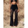 image:imageMakeMeChic Womens Plus Size Lace Wide Leg Pants High Waist Party Club TrousersBlack