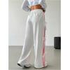 image:imageMakeMeChic Womens Plus Size Y2K Baggy Sweatpants Bow Wide Leg High Waist Kawaii PantsWhite and Pink