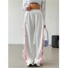 image:imageMakeMeChic Womens Plus Size Y2K Baggy Sweatpants Bow Wide Leg High Waist Kawaii PantsWhite and Pink