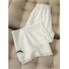 image:imageMakeMeChic Womens Polka Dots Fall Pants Casual High Waisted Bow Knot Lace Trim Wide Leg TrousersApricot