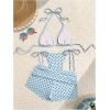 image:imageMakeMeChic Womens Polka Dots Triangle Bikini Sets Swim Shorts Y2K Leopard Striped Bathing Suit SwimsuitBlue Black Dots