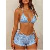 image:imageMakeMeChic Womens Polka Dots Triangle Bikini Sets Swim Shorts Y2K Leopard Striped Bathing Suit SwimsuitBlue Black Dots