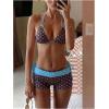 image:imageMakeMeChic Womens Polka Dots Triangle Bikini Sets Swim Shorts Y2K Leopard Striped Bathing Suit SwimsuitBow Brown Blue