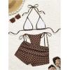 image:imageMakeMeChic Womens Polka Dots Triangle Bikini Sets Swim Shorts Y2K Leopard Striped Bathing Suit SwimsuitBrown Yellow