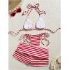 image:imageMakeMeChic Womens Polka Dots Triangle Bikini Sets Swim Shorts Y2K Leopard Striped Bathing Suit SwimsuitStriped Red White
