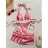 image:imageMakeMeChic Womens Polka Dots Triangle Bikini Sets Swim Shorts Y2K Leopard Striped Bathing Suit SwimsuitStriped Red White