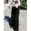 image:imageMakeMeChic Womens Polka Dots Wide Leg Pants Low Waist Causal Office Work Long TrousersBlack
