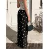 image:imageMakeMeChic Womens Polka Dots Wide Leg Pants Low Waist Causal Office Work Long TrousersBlack