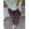 image:imageMakeMeChic Womens Polka Dots Wide Leg Pants Low Waist Causal Office Work Long TrousersBrown
