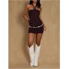 image:imageMakeMeChic Womens Ruffle Mini Dress Y2k Backless Sleeveless Western Going Out Halter DressesBrown Solid