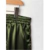 image:imageMakeMeChic Womens Satin Wide Leg Pants Drawstring Elastic Waist Silk Trousers Palazzo PantsArmy Green