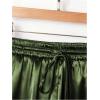 image:imageMakeMeChic Womens Satin Wide Leg Pants Drawstring Elastic Waist Silk Trousers Palazzo PantsArmy Green