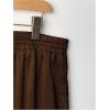 image:imageMakeMeChic Womens Satin Wide Leg Pants Drawstring Elastic Waist Silk Trousers Palazzo PantsCoffee Brown