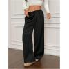 image:imageMakeMeChic Womens Satin Wide Leg Pants Silk Baggy Going Out Pants Drawstring Low Rise TrousersBlack
