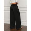 image:imageMakeMeChic Womens Satin Wide Leg Pants Silk Baggy Going Out Pants Drawstring Low Rise TrousersBlack