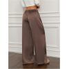 image:imageMakeMeChic Womens Satin Wide Leg Pants Silk Baggy Going Out Pants Drawstring Low Rise TrousersBrown