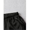 image:imageMakeMeChic Womens Satin Wide Leg Pants Silk Drawstring Elastic Waist Long TrousersBlack