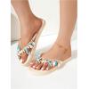image:imageMakeMeChic Womens Seashell Starfish Summer Beach Shoes Open Toe Boho Flip Flops Flat SandalsBeige and Blue