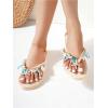 image:imageMakeMeChic Womens Seashell Starfish Summer Beach Shoes Open Toe Boho Flip Flops Flat SandalsBeige and Blue