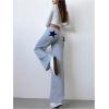 image:imageMakeMeChic Womens Star Print Sweatpants Low Waist Athletic Y2k Joggers Long PantsGrey