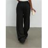 image:imageMakeMeChic Womens Straight Leg Drawstring Sweatpants Slant Pocket Baggy Sports PantsBlack