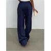 image:imageMakeMeChic Womens Straight Leg Drawstring Sweatpants Slant Pocket Baggy Sports PantsBlue