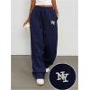 image:imageMakeMeChic Womens Straight Leg Drawstring Sweatpants Slant Pocket Baggy Sports PantsBlue