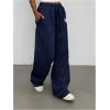 image:imageMakeMeChic Womens Straight Leg Drawstring Sweatpants Slant Pocket Baggy Sports PantsBlue