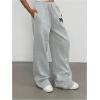 image:imageMakeMeChic Womens Straight Leg Drawstring Sweatpants Slant Pocket Baggy Sports PantsLight Grey