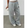 image:imageMakeMeChic Womens Straight Leg Drawstring Sweatpants Slant Pocket Baggy Sports PantsLight Grey