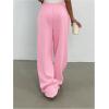 image:imageMakeMeChic Womens Straight Leg Drawstring Sweatpants Slant Pocket Baggy Sports PantsPink