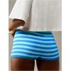 image:imageMakeMeChic Womens Striped Micro Mini Shorts Drawstring Low Rise Summer Casual ShortsBlue