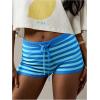 image:imageMakeMeChic Womens Striped Micro Mini Shorts Drawstring Low Rise Summer Casual ShortsBlue