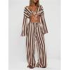 image:imageMakeMeChic Womens Striped Pants Wide Leg Tie Front Elastic Waist TrousersMulticolor