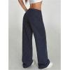 image:imageMakeMeChic Womens Striped Wide Leg Dressy Pants Low Waist Button Business TrousersBlue