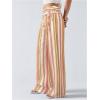 image:imageMakeMeChic Womens Striped Wide Leg Pants Tie Front Boho Travel Pants Fall TrousersOrange