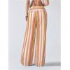 image:imageMakeMeChic Womens Striped Wide Leg Pants Tie Front Boho Travel Pants Fall TrousersOrange