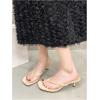 image:imageMakeMeChic Womens Suede Kitten Heels Sandals Thong Open Toe Flip Flop Heeled Sandals Vacation Party Summer ShoesBeige B