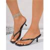 image:imageMakeMeChic Womens Suede Kitten Heels Sandals Thong Open Toe Flip Flop Heeled Sandals Vacation Party Summer ShoesBlack Solid
