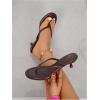 image:imageMakeMeChic Womens Suede Kitten Heels Sandals Thong Open Toe Flip Flop Heeled Sandals Vacation Party Summer ShoesCoffee Brown B