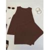 image:imageMakeMeChic Womens Summer 2 Piece Sets Deep V Neck Knit Tank Tops Mini Shorts Set Beach Vacation OutfitsCoffee Brown