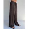 image:imageMakeMeChic Womens Summer Beach Baggy Pants Y2k Drawstring Low Waist Wide Leg Lounge PantsCoffee Brown